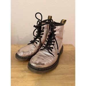 Dr. Doc Martens 1460 Air Wair Light Pink Disco Crinkle Metallic Foil Boots US 1